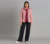 QUILTED WAIST CINCHED JACKET, PURPLE/YELL