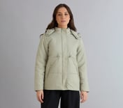 QUILTED WAIST CINCHED JACKET, YELLOW/BLUE