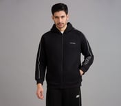 SKECHERS CORDED PANEL HOODIE, BLACK Apparel Lateral View