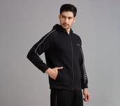 SKECHERS CORDED PANEL HOODIE, BLACK Apparel Bottom View