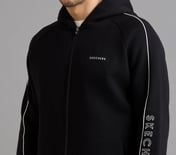 SKECHERS CORDED PANEL HOODIE, BLACK Apparel Right View