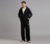 SKECHERS CORDED PANEL HOODIE, BLACK Apparel Right View