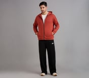 SKECHERS CORDED PANEL HOODIE, CHARCOAL/ORANGE