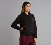 QUILTED SNAP BUTTON JACKET, BLACK