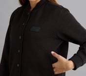 QUILTED SNAP BUTTON JACKET, BLACK