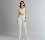 POWER MESH PANELLED LEGGINGS, YELLOW/BLUE