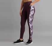 PRINTED PANEL LEGGING, WHITE/TURQ/PURPLE