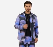 MENS TECHNO PRINT SHACKET, BLK/GRY/ROYAL