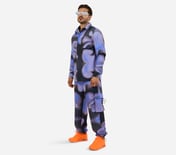MENS TECHNO PRINT SHACKET, BLK/GRY/ROYAL