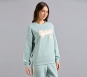 SKECHERS APPLIQUED SWEATSHIRT, OFF WHITE/NAVY