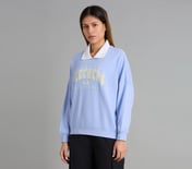 OVERSIZED LONG SLEEVED TEE, GRAY/AQUA/PINK Apparel Top View