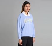 OVERSIZED LONG SLEEVED TEE, GRAY/AQUA/PINK Apparel Bottom View