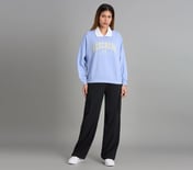 OVERSIZED LONG SLEEVED TEE, GRAY/AQUA/PINK Apparel Right View