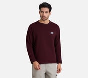OVERSIZED CONTRAST FLATLOCK TEE, BURGUNDY/PINK