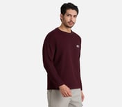 OVERSIZED CONTRAST FLATLOCK TEE, BURGUNDY/PINK