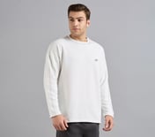 OVERSIZED CONTRAST FLATLOCK TEE, WHITE Apparel Bottom View