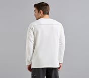 OVERSIZED CONTRAST FLATLOCK TEE, WHITE Apparel Left View