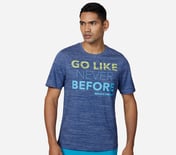 GO LIKE NEVER BEFORE T-SHIRT, BLUE/WHITE Apparel Lateral View