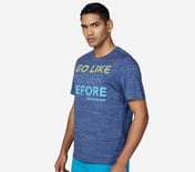 GO LIKE NEVER BEFORE T-SHIRT, BLUE/WHITE Apparel Bottom View