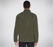SKECHERS SHERPA JACKET, OOLIVE Apparel Top View