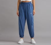 ACTIVE WOVEN JOGGER, WHITE/PERIWINKLE