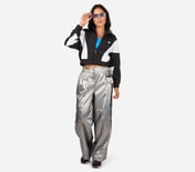 MULTI PANELLED METALLIC CARGO, AQUA/LIME