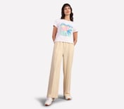 PIN TUCK PANTS, NATURAL/BLUE
