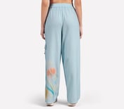 BLURRY FLORAL  PRINT FLARED PANT, WHITE/PINK/LIGHT BLUE