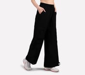 FLARED PANTS WITH SIDE BUNGEE, BLACK Apparel Bottom View