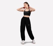 FLARED PANTS WITH SIDE BUNGEE, BLACK Apparel Right View