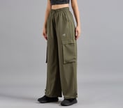 FLARED PANTS WITH SIDE BUNGEE, BROWN/OLIVE Apparel Top View