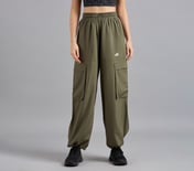 FLARED PANTS WITH SIDE BUNGEE, BROWN/OLIVE Apparel Bottom View