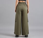 FLARED PANTS WITH SIDE BUNGEE, BROWN/OLIVE Apparel Left View