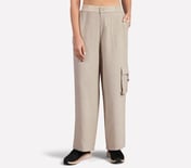 SOLID LINEN BRANDED PANT, BROWN/PINK