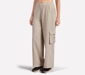 SOLID LINEN BRANDED PANT, BROWN/PINK