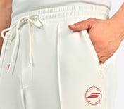 CRICKET PINTUCK JOGGER, WHITE Apparel Top View