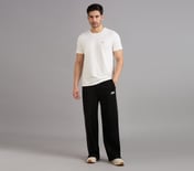 STRAIGHT SIDE SLIT PANTS, BLACK