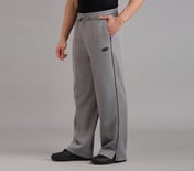 STRAIGHT SIDE SLIT PANTS, CHARCOAL/LT. GRAY