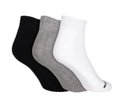 3 Pack of MENS 1/2 TERRY ANKLE, WHITE/BLACK/GREY