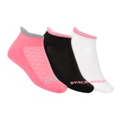 3 Pack of Womens Half Terry Low Cut Socks, WHITE/BLACK/CORAL Accessories Lateral View