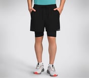 FIREFLY LAYER SHORTS, BLACK/CHARCOAL/BLUE Apparel Lateral View