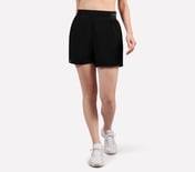 TOWEL LOOP WAISTBAND SHORTS, BLACK