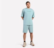 SKECHERS BASIC SHORTS, LT.GRAY/BLUE