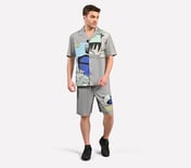 MENS ANIME STREET SHORTS, STONE/NATURAL