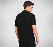 OASIS TWILL PLACKET POLO, BLACK/CHARCOAL/BLUE Apparel Left View