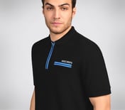 OASIS TWILL PLACKET POLO, BLACK/CHARCOAL/BLUE Apparel Right View