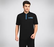 OASIS TWILL PLACKET POLO, BLACK/CHARCOAL/BLUE Apparel Right View