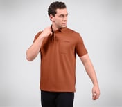EARTH TERRY POLO, ORANGE/BROWN Apparel Top View