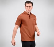 EARTH TERRY POLO, ORANGE/BROWN Apparel Bottom View