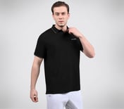 SKECHERS EVERYDAY POLO, BLACK/CHARCOAL/BLUE Apparel Bottom View
